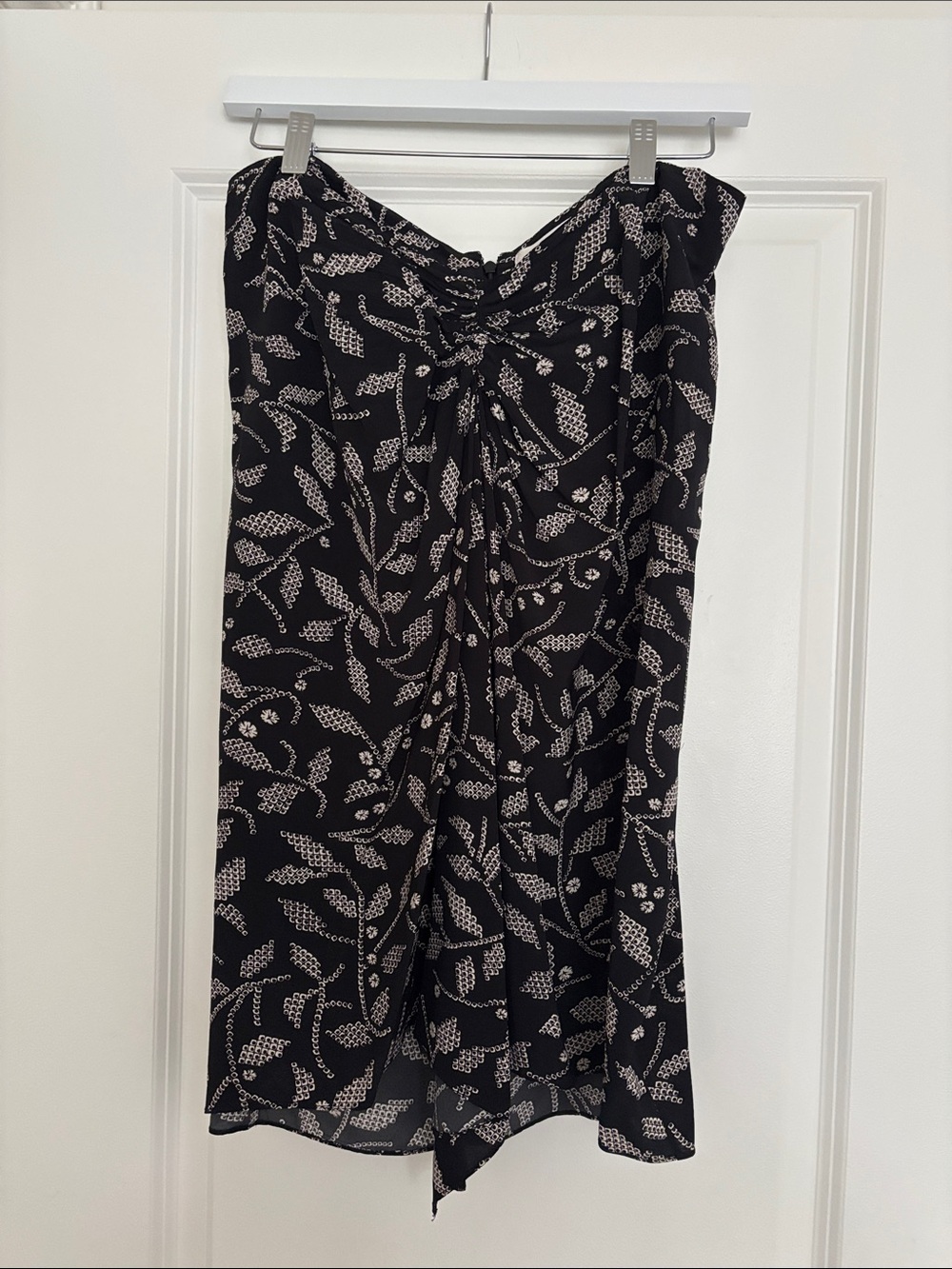 Isabel Marant Black Midi Skirt with Cream Floral Print